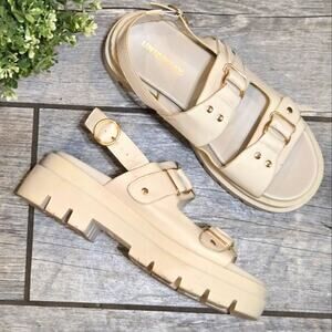 UnionBay Cream Double Buckle Platform Sandals, Size 7